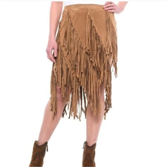 Wrangler S Brown Fringe Western Skirt Cowgirl Cosplay Costume‎ Rodeo - Picture 1 of 6